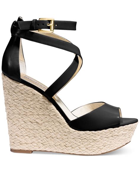 michael kors black and white wedge heels|Michael Kors suede wedges.